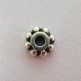 Perle flach Blume 6mm silber